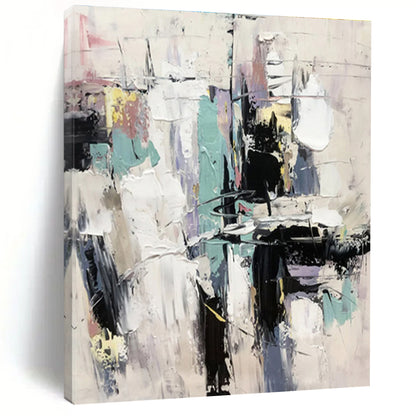 Handmade Art Multicolor Textured Abstract Urban Scene Art HS406