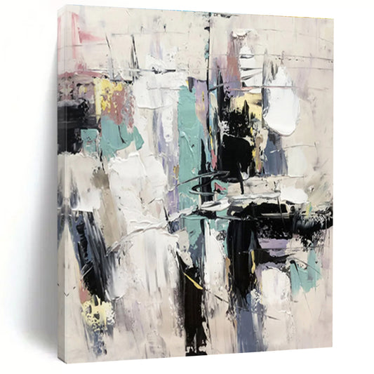 Handmade Art Multicolor Textured Abstract Urban Scene Art HS406