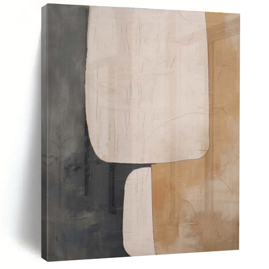 Modern Art Acrylic Beige, Gray, and Black Organic Abstract Art HS669