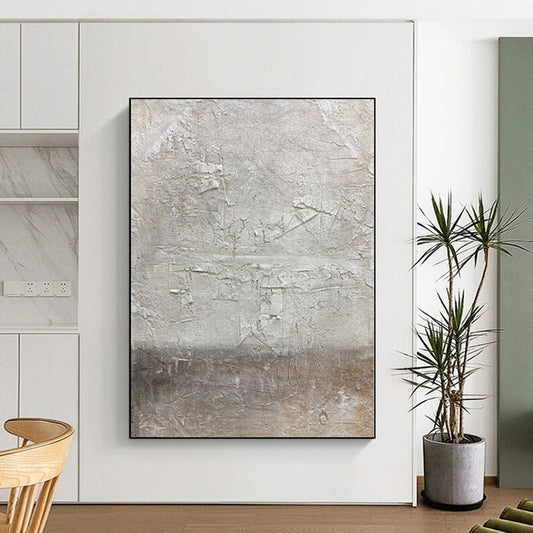 Unique Abstract Paintings Gray and Beige Abstract Textured Painting For Sale HS076