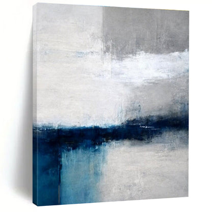 Modern Art Acrylic Blue, Gray, and White Abstract Landscape HS660