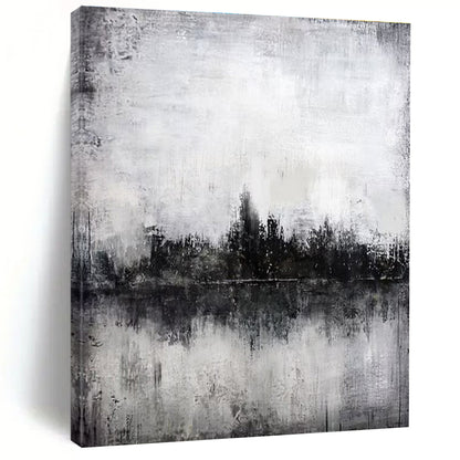 Acrylic Modern Art Paintings Gray and White Textured Abstract Landscape HS704