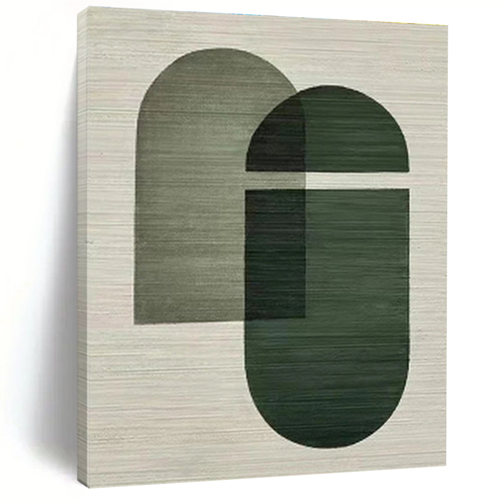 Hand Painted Art Green Geometric Abstract, Acrylic Modern Art Paintings HS335