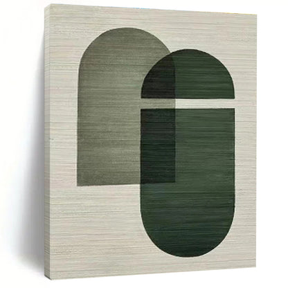 Hand Painted Art Green Geometric Abstract, Acrylic Modern Art Paintings HS335