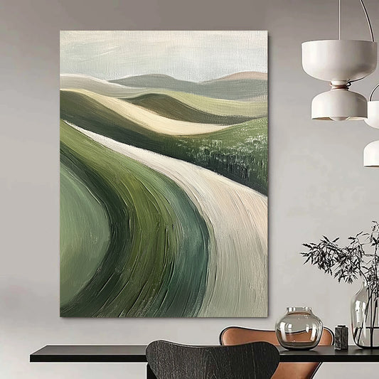 Green, Beige Abstract Landscape Art For Living Room and Sunroom WS438