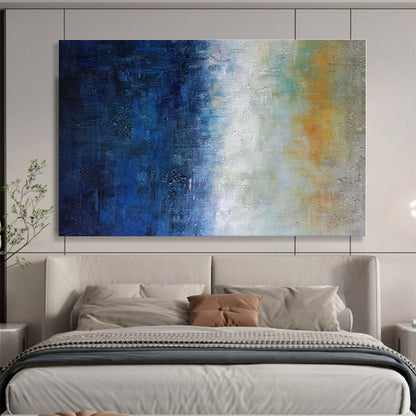 Huge Size Blue, White and Yellow Abstract Gradient Painting WB153