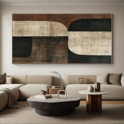 Unique Abstract Art Brown and Black Geometric Abstract Painting On Canvas HS818