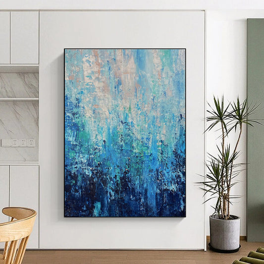 Unique Abstract Art Blue Textured Abstract, Acrylic Modern Art Painting HS289