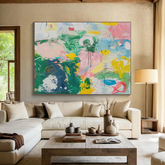 Oversized Canvas Art Multicolor Abstract Expressionist Painting WB109