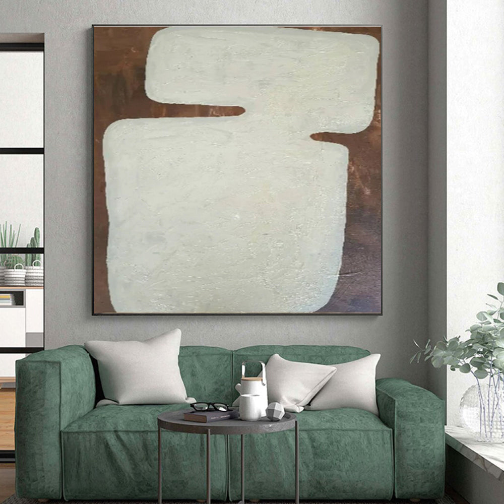 Hand Painted Art Beige and Brown Textured Abstract Art HS647