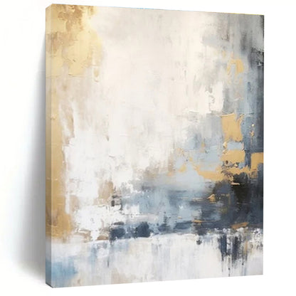 Unique Abstract Art Gray, Gold, and White Textured Abstract Art HS753