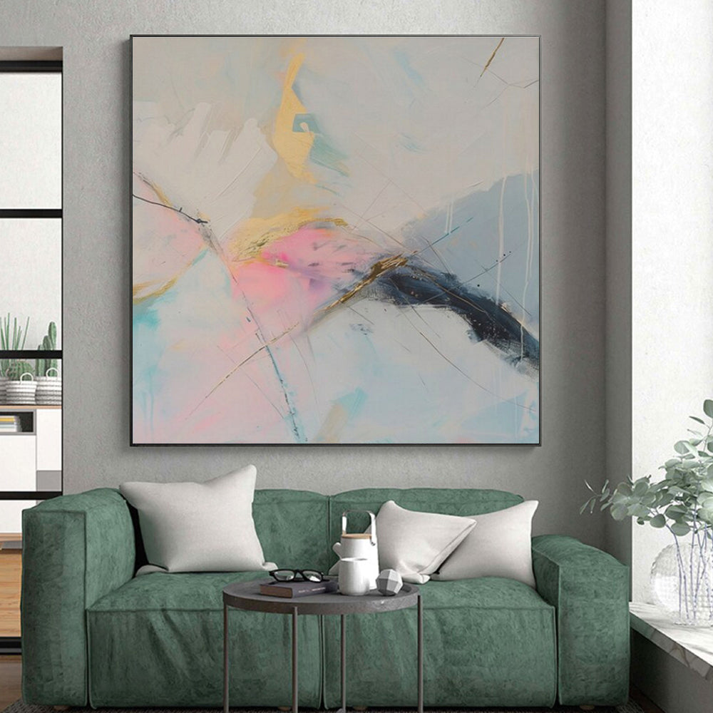 Handmade Art Pastel Tones with Gold Accents Abstract Art HS716