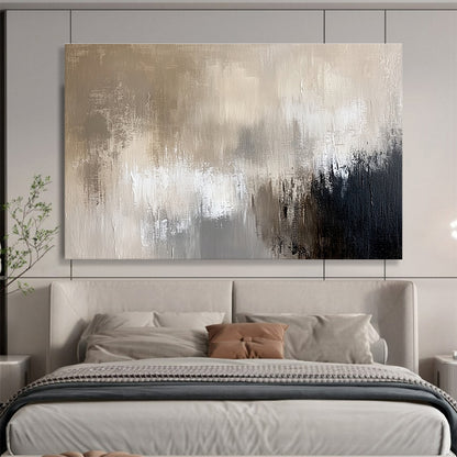 Big Size Beige, Gray, and Black Abstract Textured Art - Acrylic Painting WB300