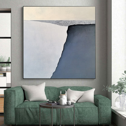 Minimalist Canvas Art Gray and White Abstract Landscape Painting For Sale HS163