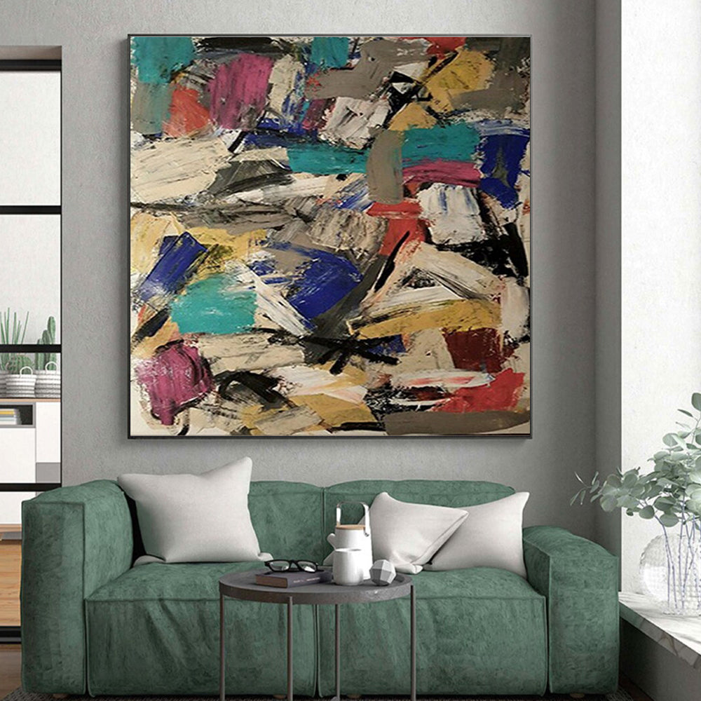 Handmade Art Colorful Abstract Expressionist Painting HS572