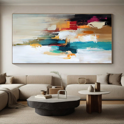 Large Painting In Living Room Multicolor Abstract Shape Painting For Sale HS168