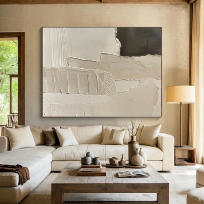 Hand-Painted Gray and Black Textured Abstract Shape Painting For Sale HS028