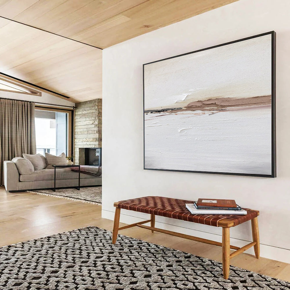 Oversized Canvas Art Beige and Brown Abstract Textured Painting WB156