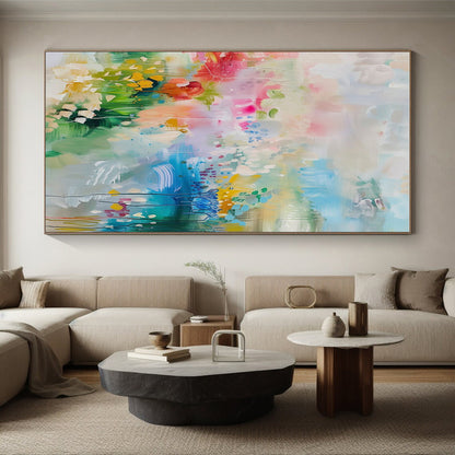 Large Contemporary Wall Art Multicolor Floral Abstract Art HS717