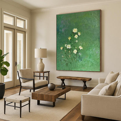 Green and Beige Abstract Landscape Painting For Sale WS504