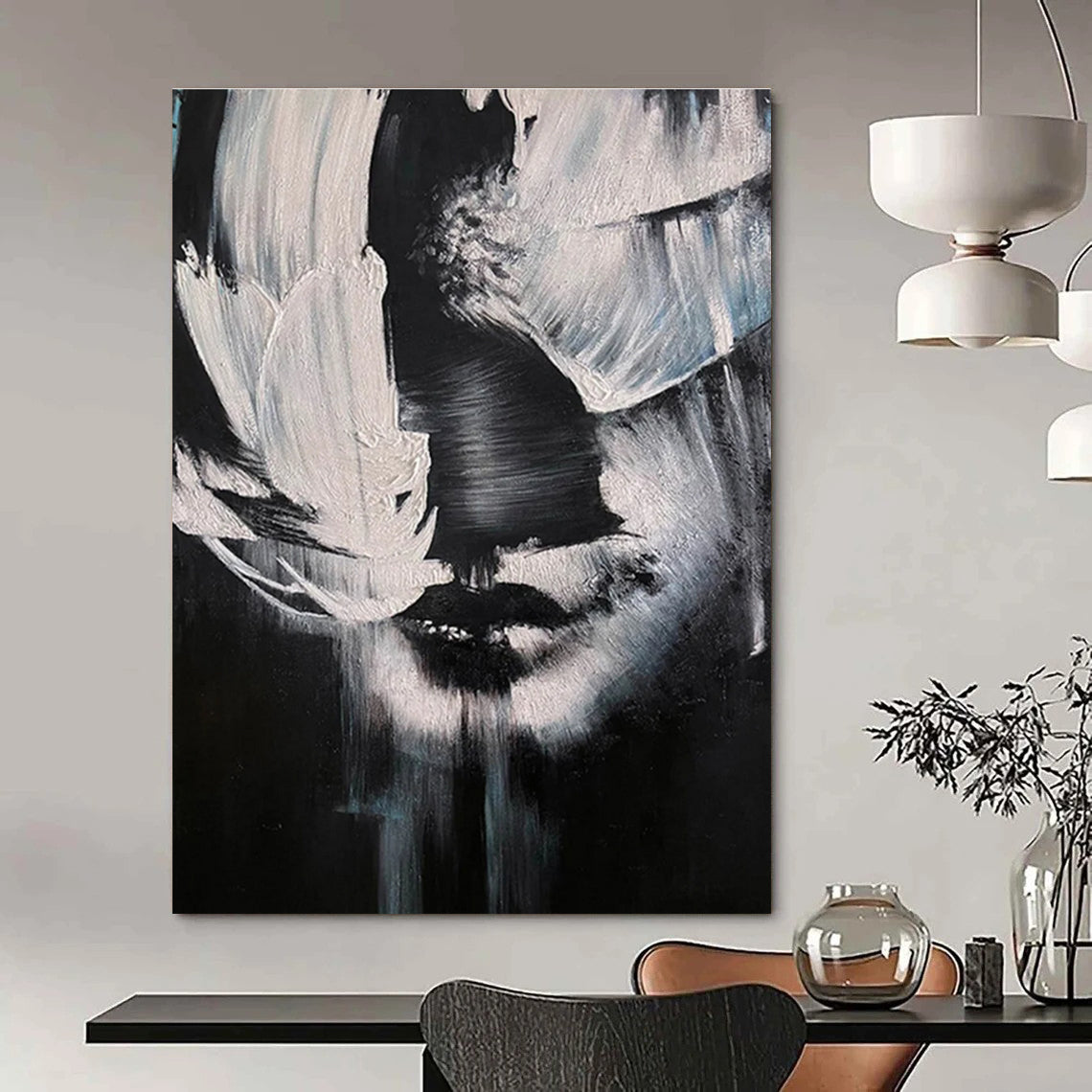Black, White Abstract Figurative Art For Bedroom and Art Studio WS452