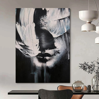 Black, White Abstract Figurative Art For Bedroom and Art Studio WS452