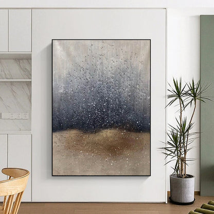 Gray, Black, and Gold Textured Abstract Painting For Sale WS510