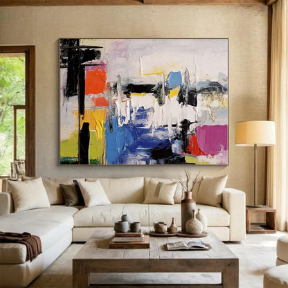Large Painting In Living Room Colorful Textured Abstract Art, Modern Art Acrylic HS559