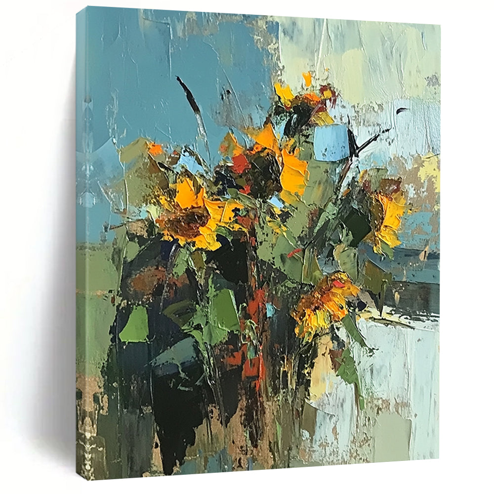 Yellow, Green Abstract Floral Art For Kitchen and Sunroom WS440