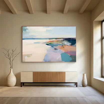 Contemporary Abstract Art: Pastel and Bold Coastal Abstract Painting WB349