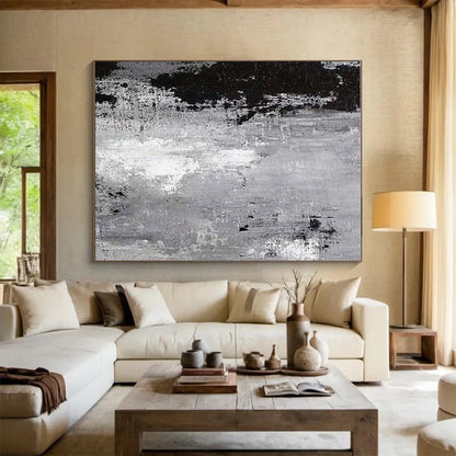 Cool Abstract Paintings Gray and Black Textured Abstract Art HS705