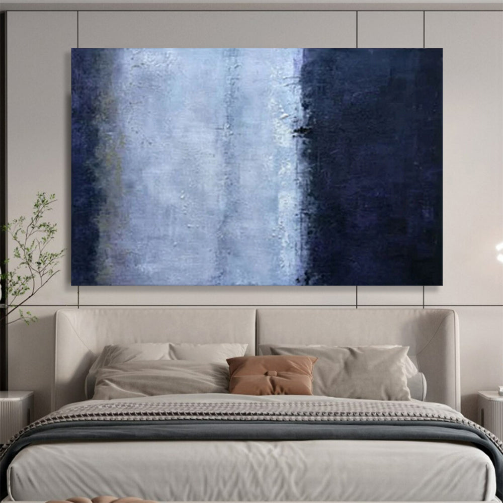 Hand Painted Art: Blue and Grey Textured Abstract Painting WB366
