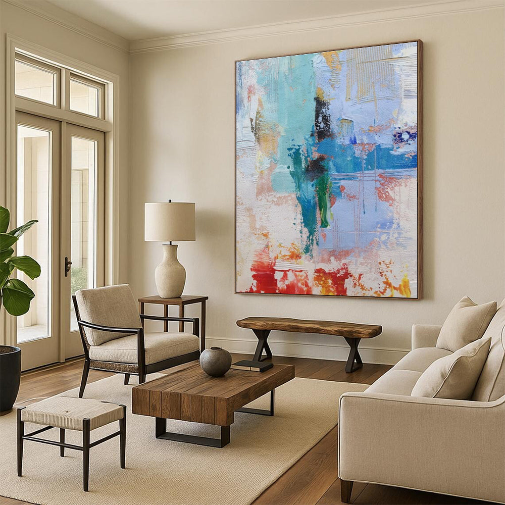 Unique Abstract Art Blue, Green, and Red Dynamic Abstract Art HS768