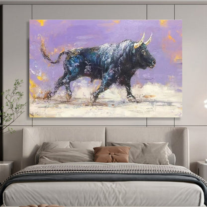 Blue, Black, Multicolor Abstract Bull Art For Sale WB403