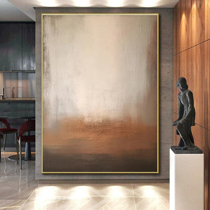 Minimalist Canvas Art with Beige, Brown and Gray Colors, Abstract Landscape Theme HS480