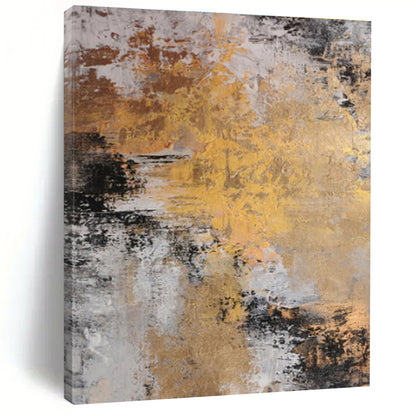 Gaint Canvas Art Gold, Gray & Black Textured Abstract, Oversized Abstract Wall Art HS278