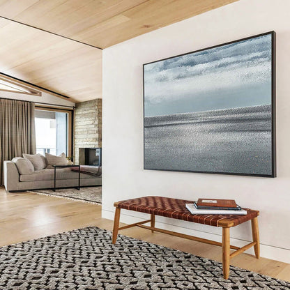 Big Size Gray and White Abstract Minimalist Landscape Painting WB129