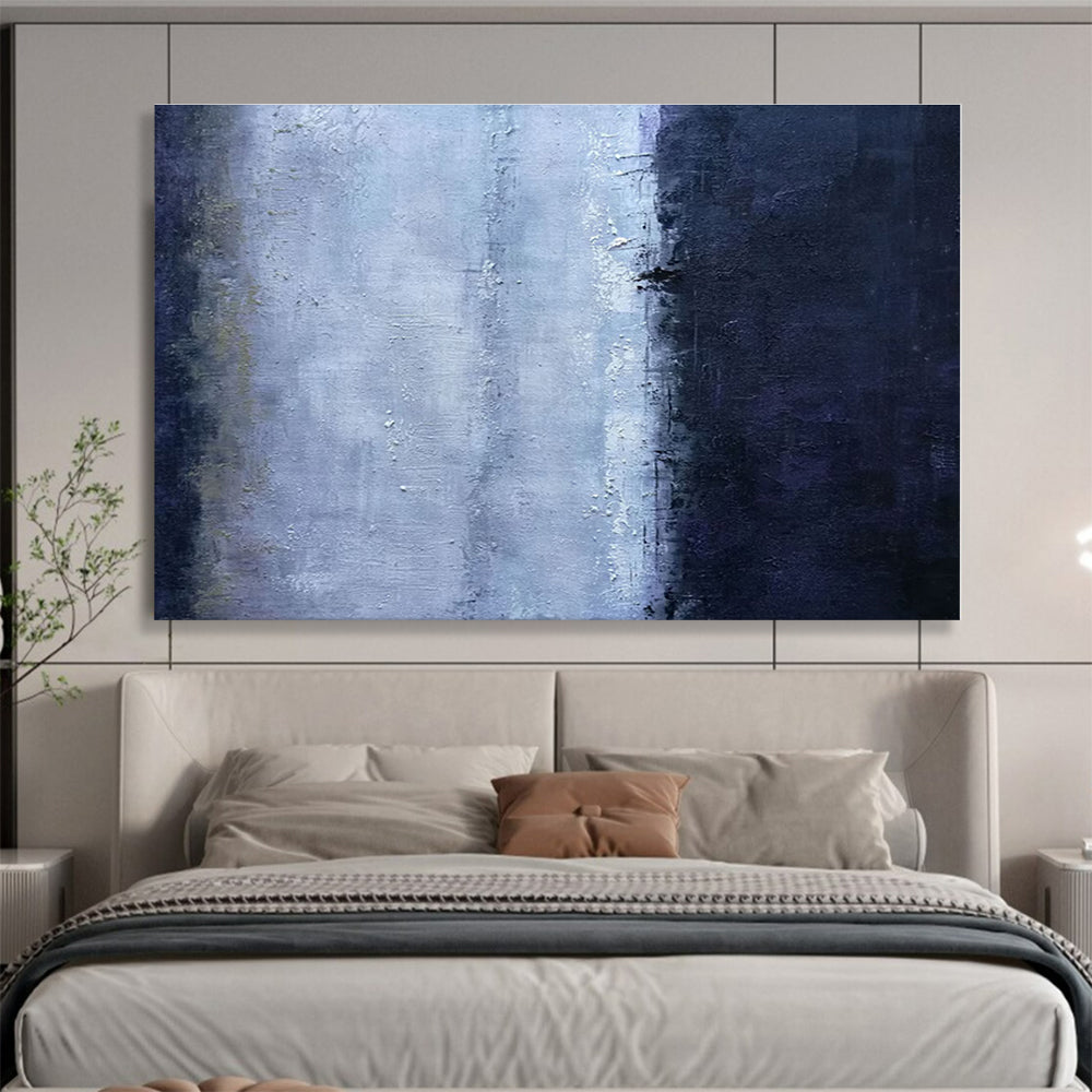 Oversized Canvas Art Blue and Gray Abstract Textured Painting WB146