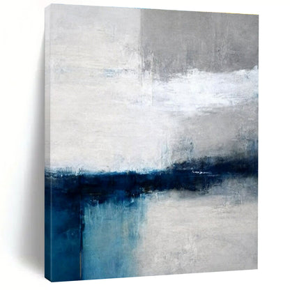 Modern Art Acrylic Blue, Gray, and White Abstract Landscape HS664