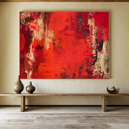 Big Size Red, Beige and Black Abstract Textured Painting WB080