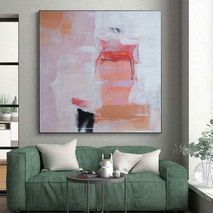 Hand-Painted Pink & Orange Textured Abstract, Acrylic Modern Art Painting HS357