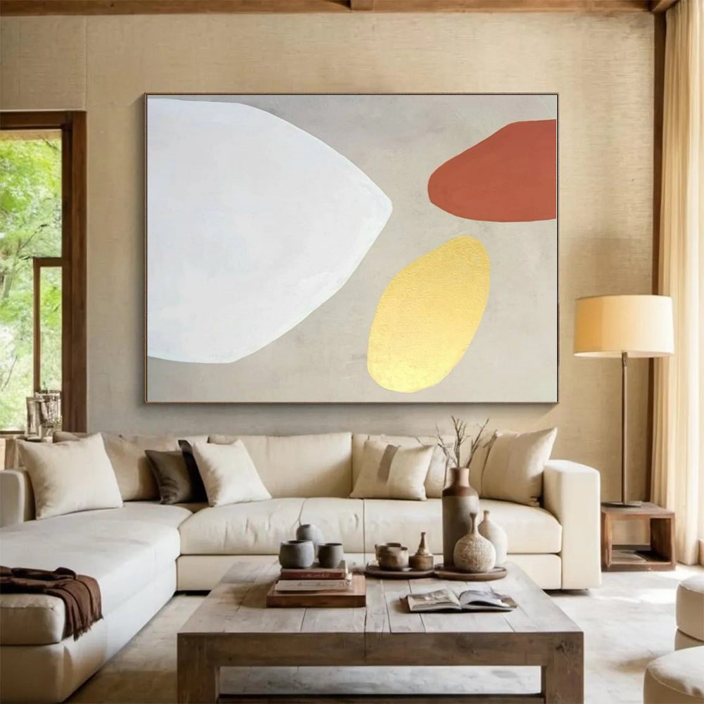 Unique Abstract Art Neutral Tones with Rust and Gold Accents Abstract Art HS643