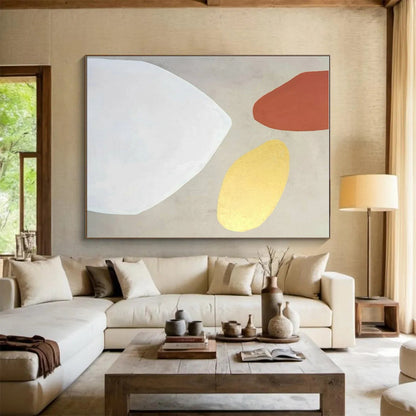 Unique Abstract Art Neutral Tones with Rust and Gold Accents Abstract Art HS643