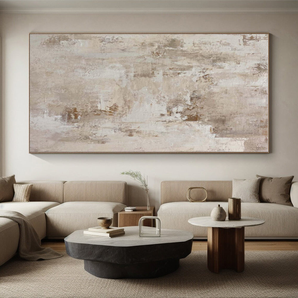 Handmade Art Beige & Gray Textured Abstract, Minimalist Canvas Art HS329
