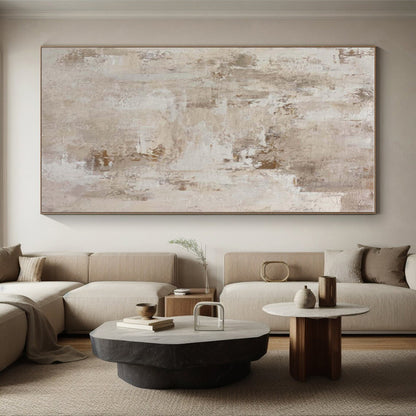Handmade Art Beige & Gray Textured Abstract, Minimalist Canvas Art HS329