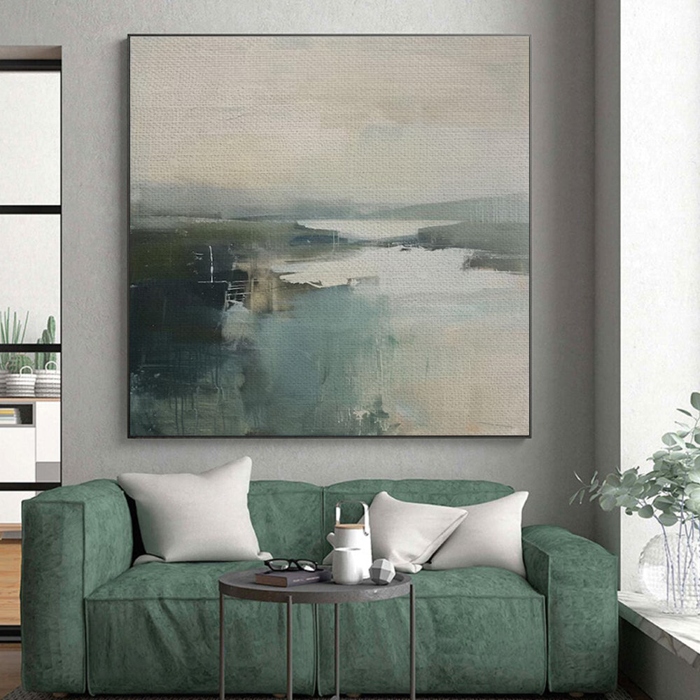 Big Painting Softly Blended Coastal Tones Abstract HS578