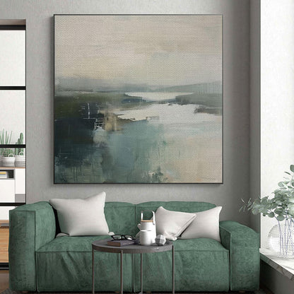 Big Painting Softly Blended Coastal Tones Abstract HS578