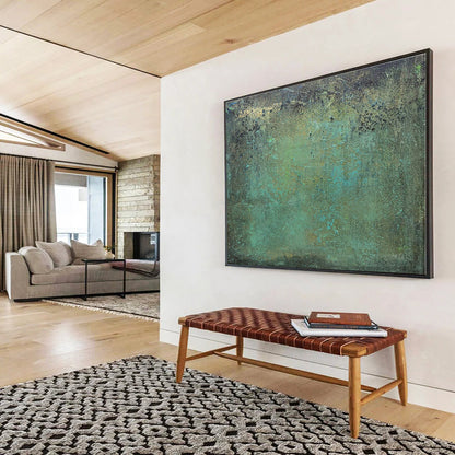 Big Size Teal and Brown Abstract Textured Painting WB121