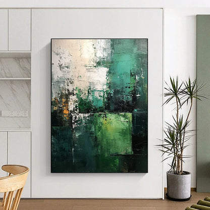 Hand-Painted Teal & Gray Abstract Art, Large Size Modern Art Acrylic  HS208