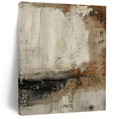 Modern Art Acrylic with Beige, Brown, Black and Gray Colors, Textured Abstract Theme HS489